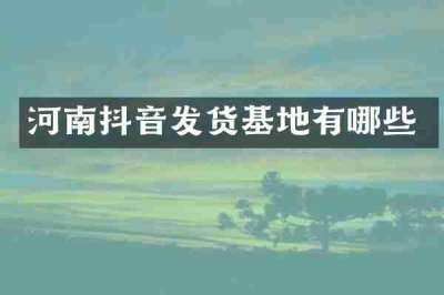 河南抖音发货基地有哪些