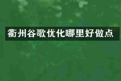 衢州谷歌优化哪里好做点