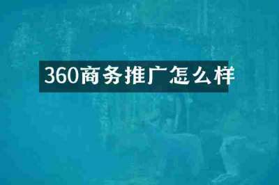 360商务推广怎么样