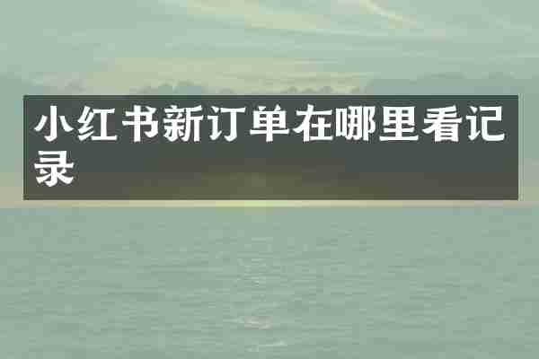 小红书新订单在哪里看记录