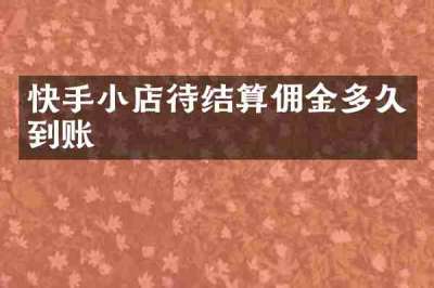 快手小店待结算佣金多久到账