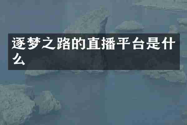 逐梦之路的直播平台是什么