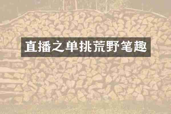 直播之单挑荒野笔趣