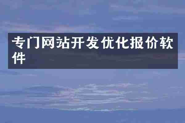 专门网站开发优化报价软件