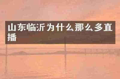 山东临沂为什么那么多直播