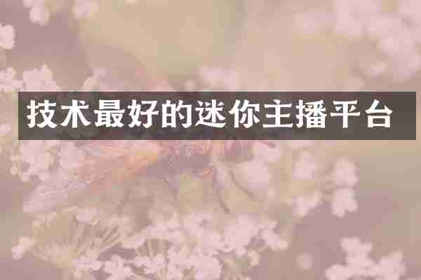 技术最好的迷你主播平台