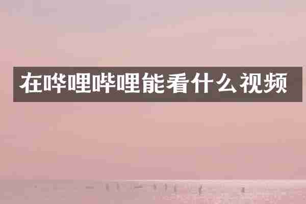 在哗哩哔哩能看什么视频