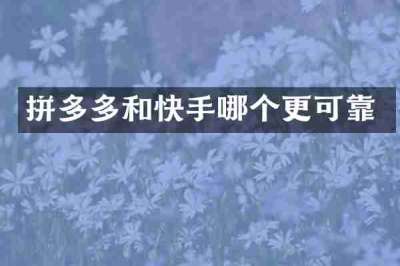 拼多多和快手哪个更可靠