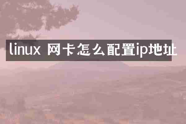 linux 网卡怎么配置ip地址