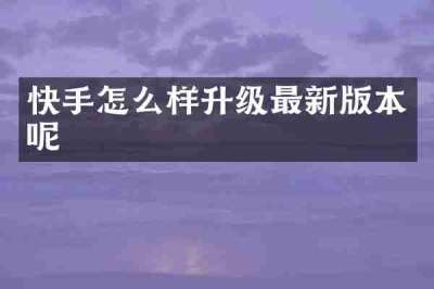 快手怎么样升级最新版本呢