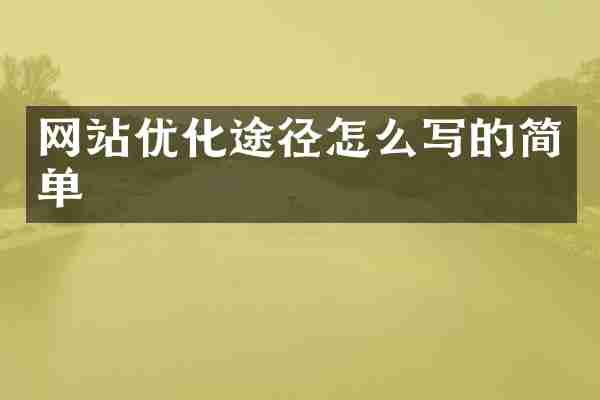 网站优化途径怎么写的简单