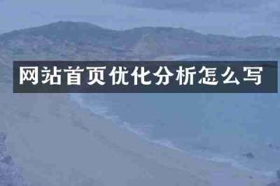 网站首页优化分析怎么写