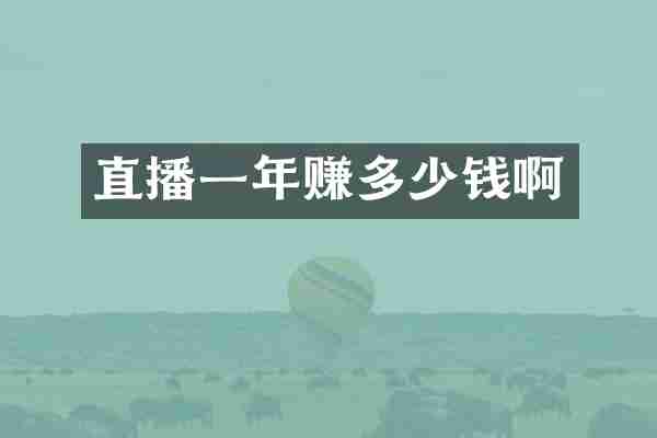 直播一年赚多少钱啊