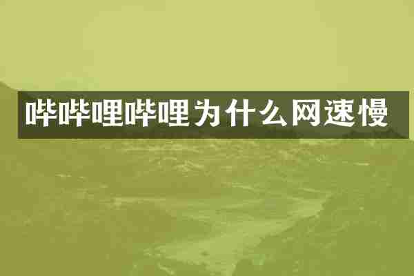 哔哔哩哔哩为什么网速慢