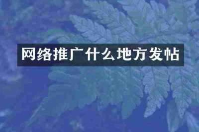 网络推广什么地方发帖