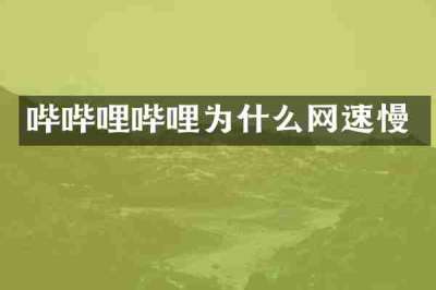 哔哔哩哔哩为什么网速慢