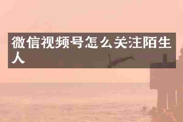 微信视频号怎么关注陌生人