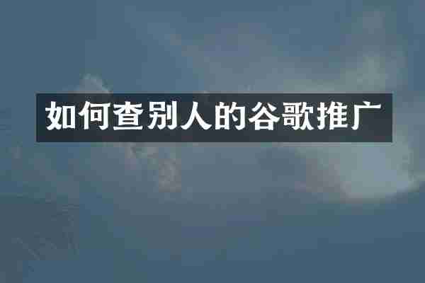 如何查别人的谷歌推广