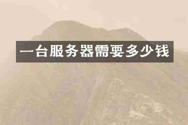 一台服务器需要多少钱