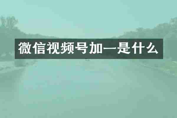 微信视频号加一是什么