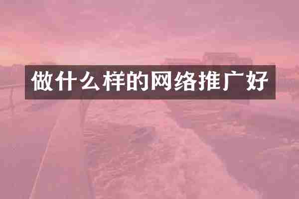 做什么样的网络推广好