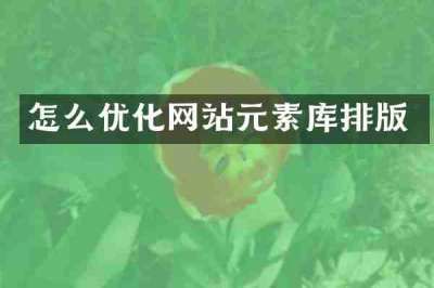 怎么优化网站元素库排版