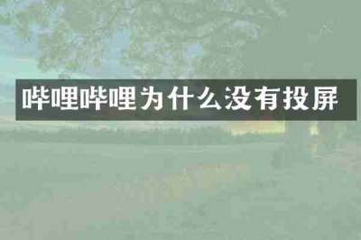 哔哩哔哩为什么没有投屏