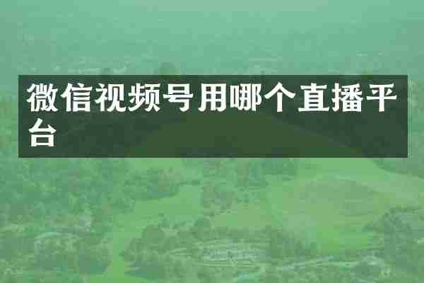微信视频号用哪个直播平台