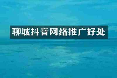 聊城抖音网络推广好处