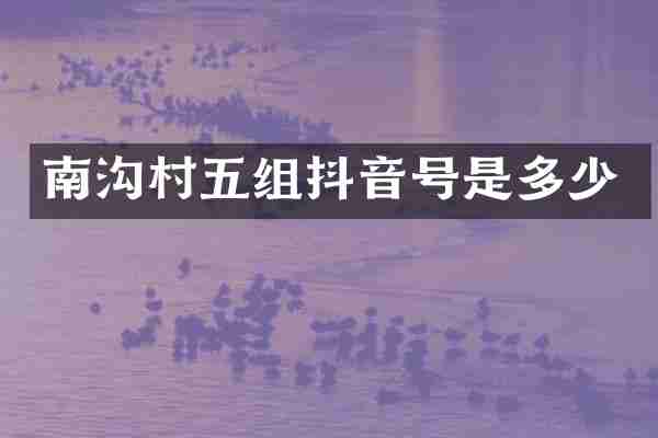 南沟村五组抖音号是多少