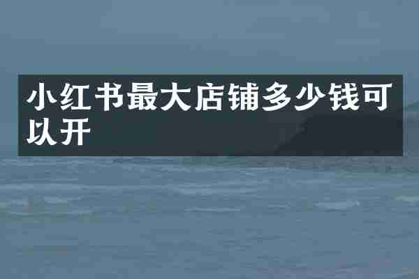 小红书最大店铺多少钱可以开
