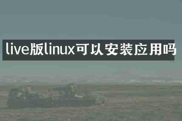 live版linux可以安装应用吗