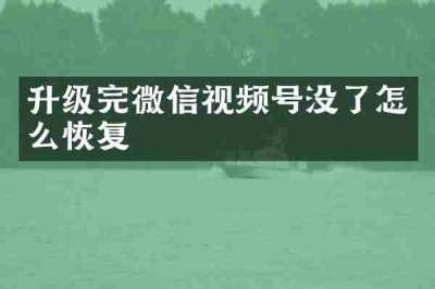 升级完微信视频号没了怎么恢复