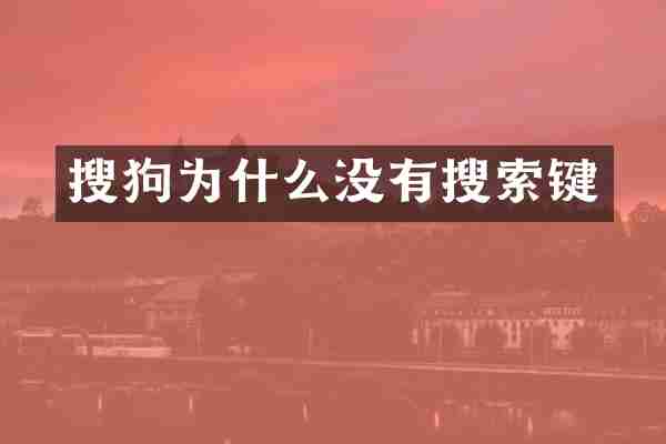搜狗为什么没有搜索键