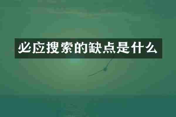 必应搜索的缺点是什么