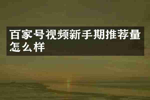 百家号视频新手期推荐量怎么样