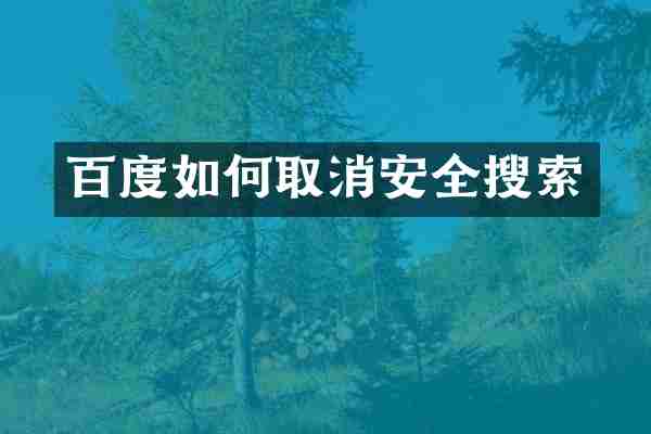 百度如何取消安全搜索