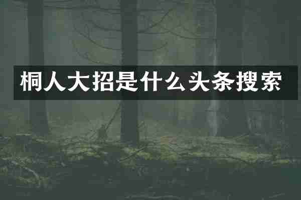 桐人大招是什么头条搜索