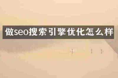 做seo搜索引擎优化怎么样