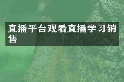 直播平台观看直播学习销售