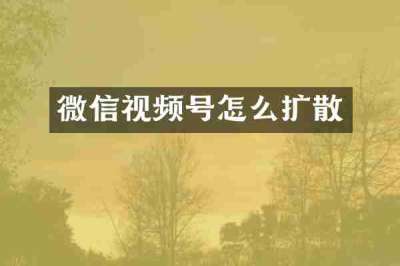 微信视频号怎么扩散