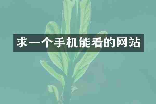 求一个手机能看的网站