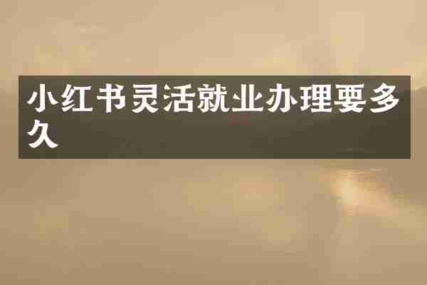 小红书灵活就业办理要多久