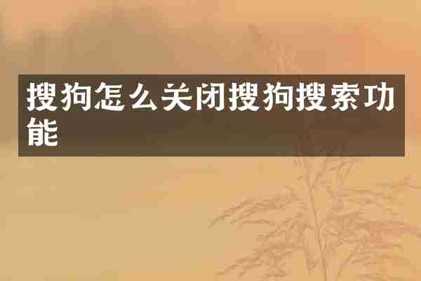 搜狗怎么关闭搜狗搜索功能