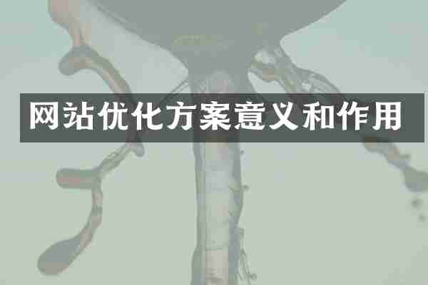 网站优化方案意义和作用