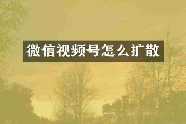 微信视频号怎么扩散