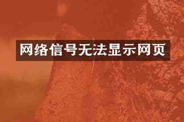 网络信号无法显示网页