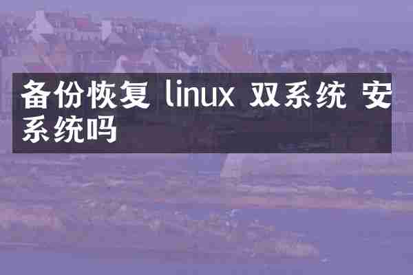备份恢复 linux 双系统 安卓系统吗