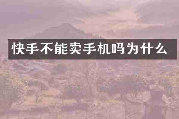 快手不能卖手机吗为什么