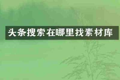 头条搜索在哪里找素材库